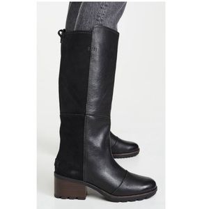 SOREL Black Leather Suede Tall Chunky Hell Winter Snow Cate Knee High Boots US 6